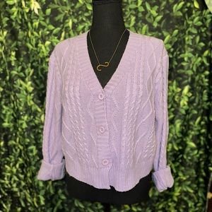 Woven Heart purple knit cropped cardigan/coverup 💜